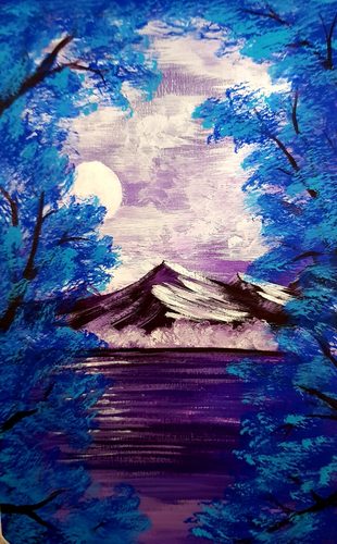 Lorna, ice mountain, acrylic.